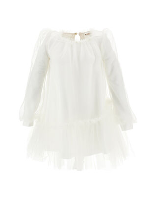 Платье из тюля с объемными рукавами