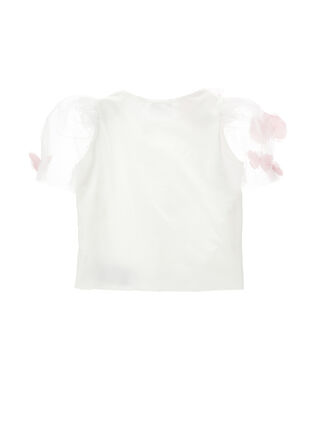 Organic cotton top with tulle sleeves