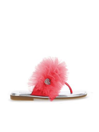 Chanclas de napa con volante de tul