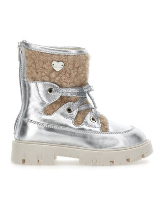 Fur laminated ankle boots