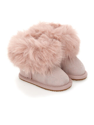 Crust leather boots with rhinestone bows