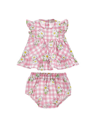 Top with frilled culottes