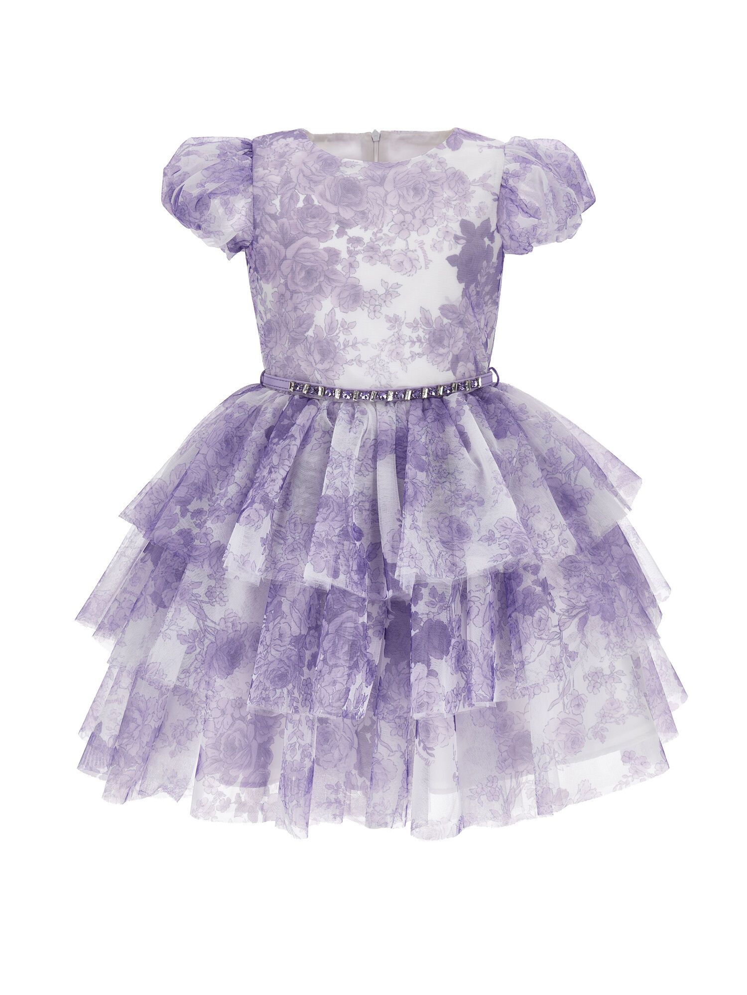 Monocolour floral tulle dress girl | Monnalisa Mexico