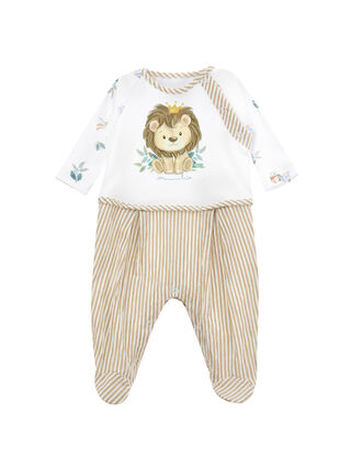 Cotton playsuit with striped fabric