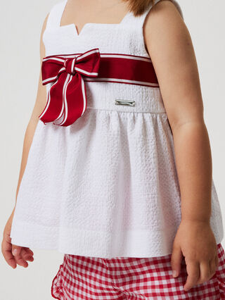 Seersucker top with maxi bow