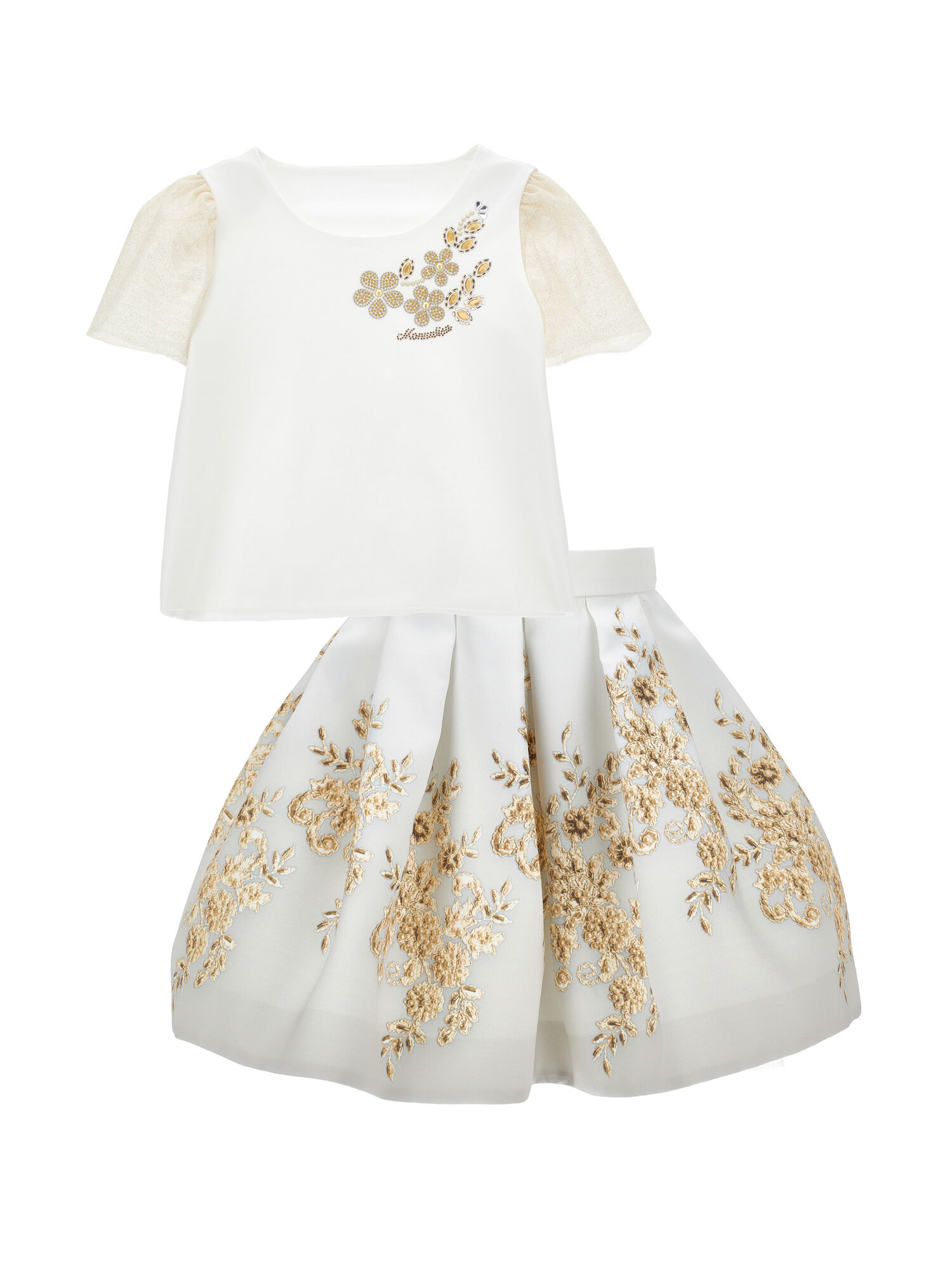 Monnalisa graphic-print flared dress - Neutrals