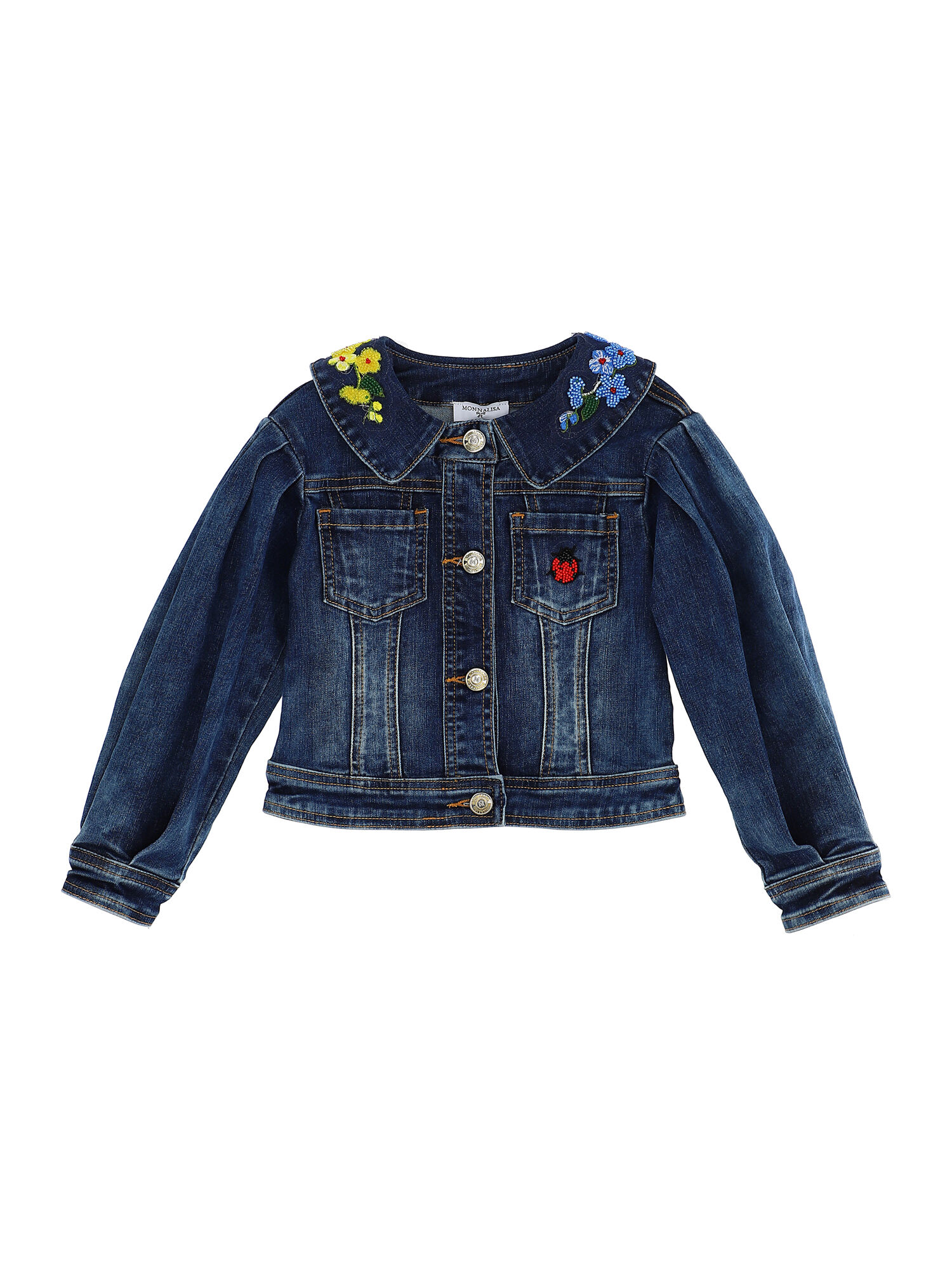 Giacca corta jeans con ricami bambina Monnalisa Italia
