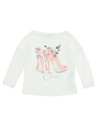 T-shirt with shoe print & rhinestones