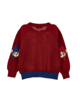 Cardigan en laine mérinos avec ourson incrusté