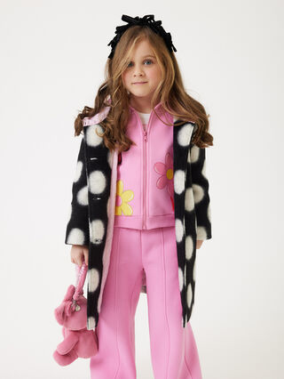 Polka dot boiled wool coat