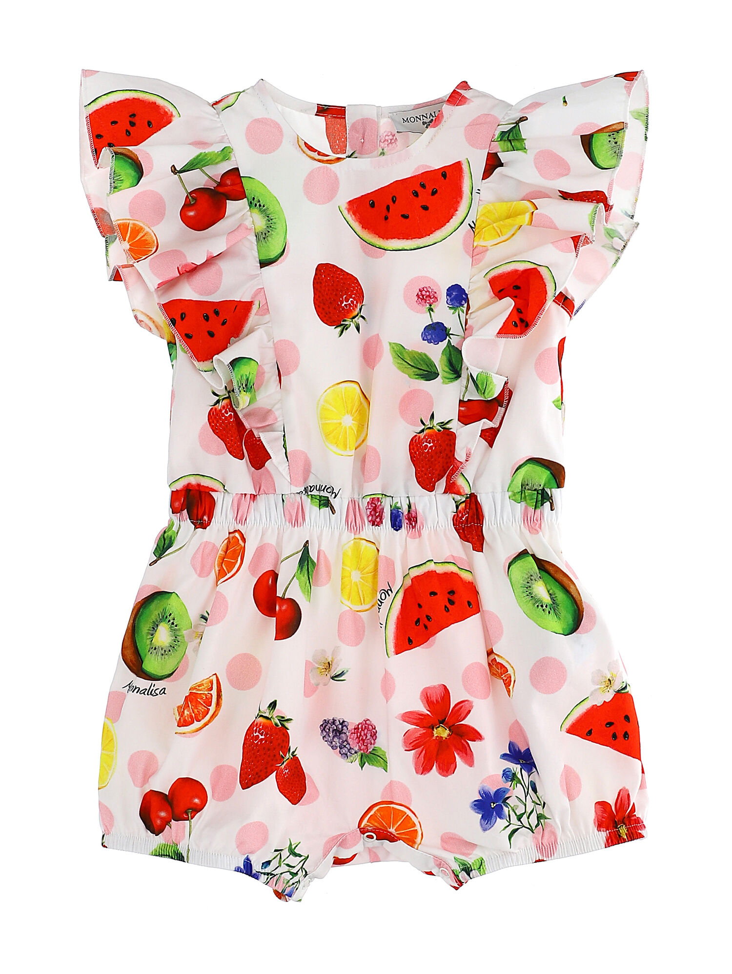 Monnalisa fruit-print cotton shirt jacket - White