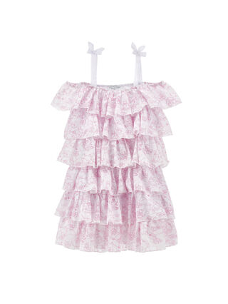 Платье с оборками и бретелями-бантами