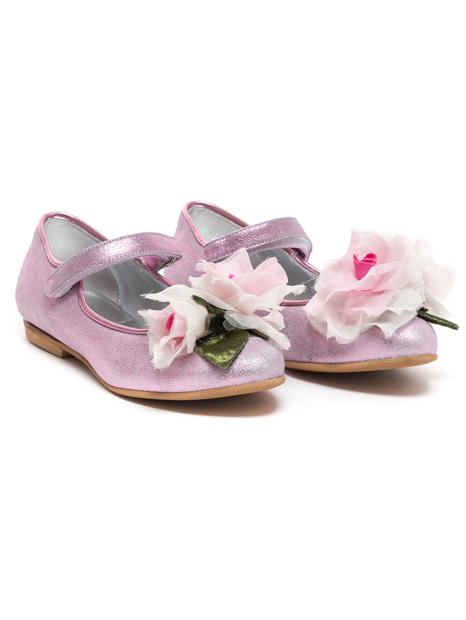 Floral laminated ballet flats girl Monnalisa United States