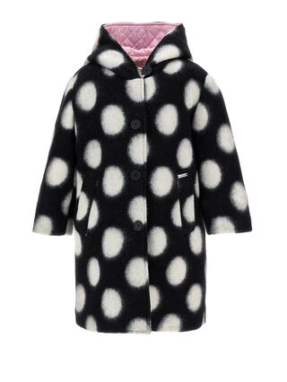 Polka dot boiled wool coat