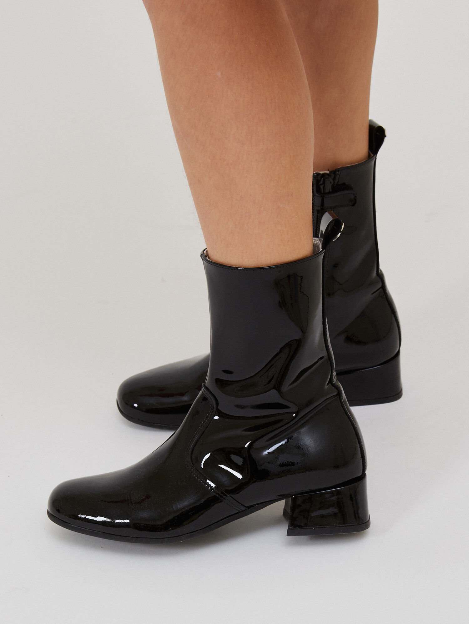 Ankle patent shop leather boots