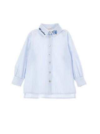 Camisa de algodón con cuello bordado