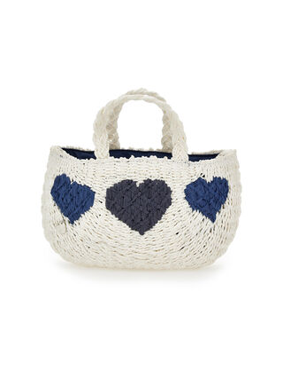 Straw bag with hearts