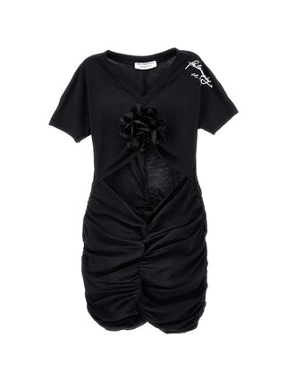 Minidress con spilla fiore