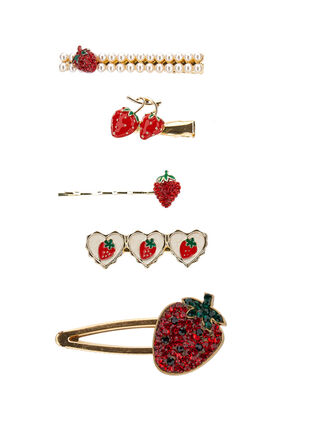 Strawberry hair clip set