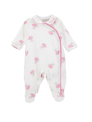 Cotton rose romper with bonnet