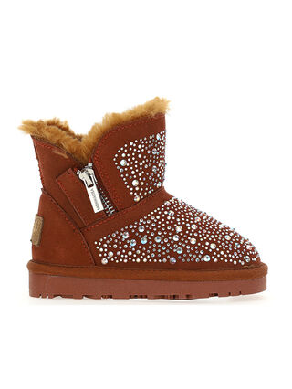 Rhinestone crusted leather ankle boots