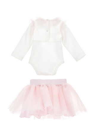 Conjunto de 2 piezas con tul y flor aplicada