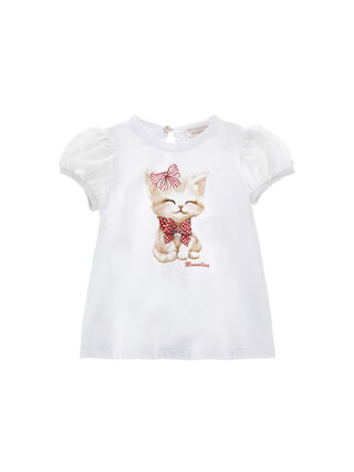 Maxi T-shirt with kitten print