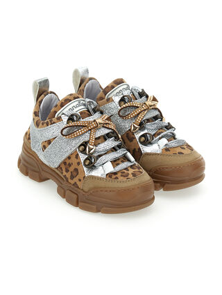 Chunky sneakers in animal print suede