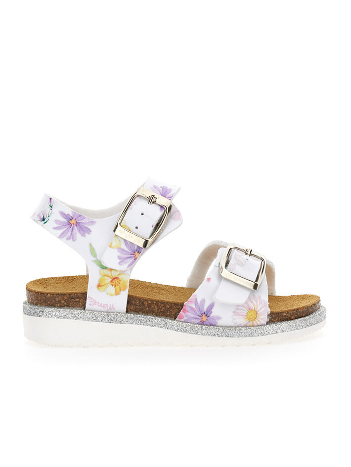 Monnalisa floral-appliqué touch-strap sandals - White