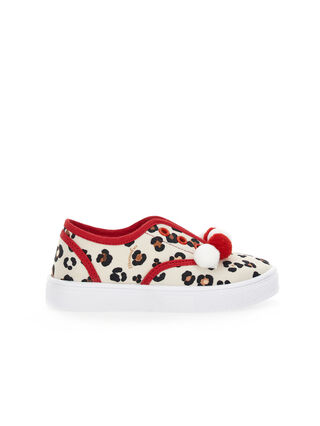 Sneakers animalier con pom pon