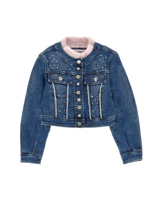 Denim jacket with rhinestones