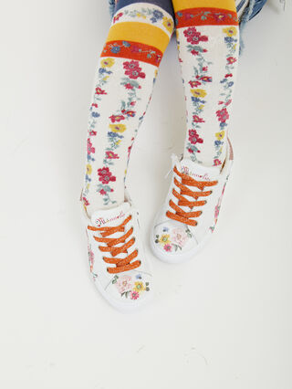 Floral ramage leather sneakers