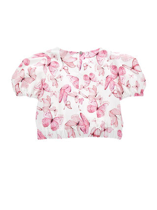 Butterfly Print Satin Top