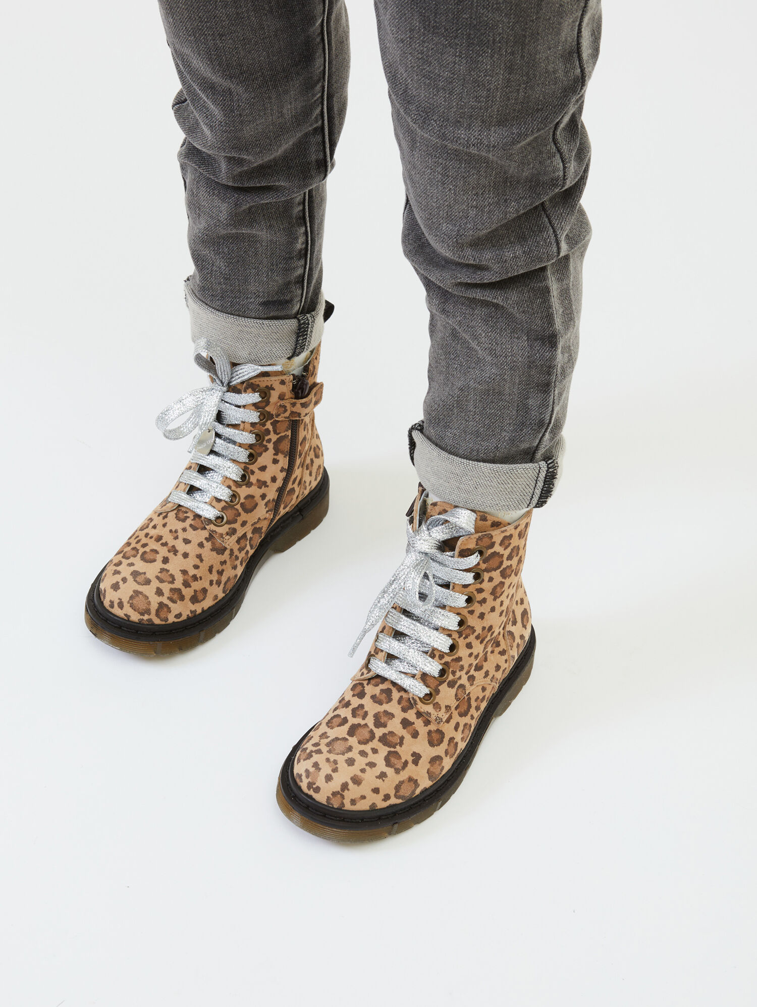 Animal print suede combat boots girl Monnalisa United States