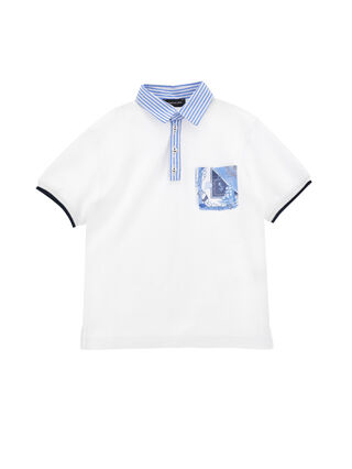 Piqué polo shirt with striped details