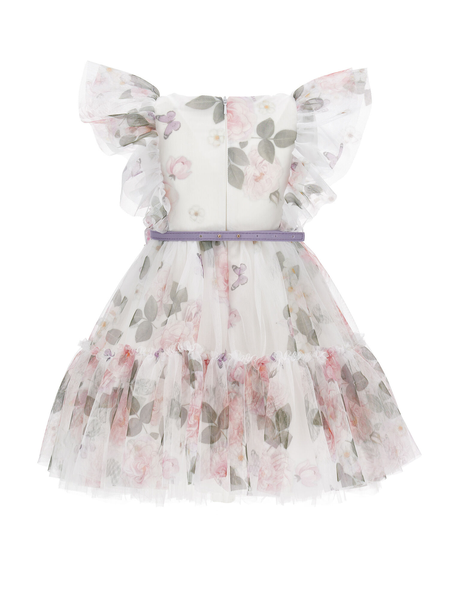 Rose print tulle dress girl | Monnalisa United States