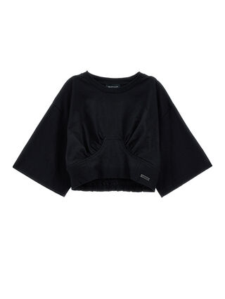 Cropped T-shirt with wide sleeves