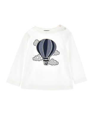 Crewneck T-shirt with hot air balloon