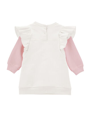 Two-tone sweatshirt dress with trim