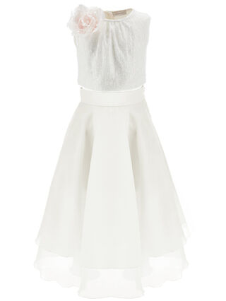 Two-piece dress top and organza skirt