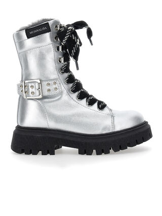 Rock sheepskin-lined leather combat boots