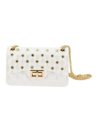Coated PVC handbag with rhinestones