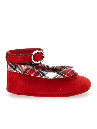 Ballet flats with tartan collar