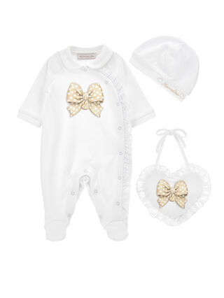 3-piece set with bows and sangallo