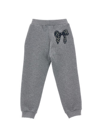 Glitter fleece joggers with bow