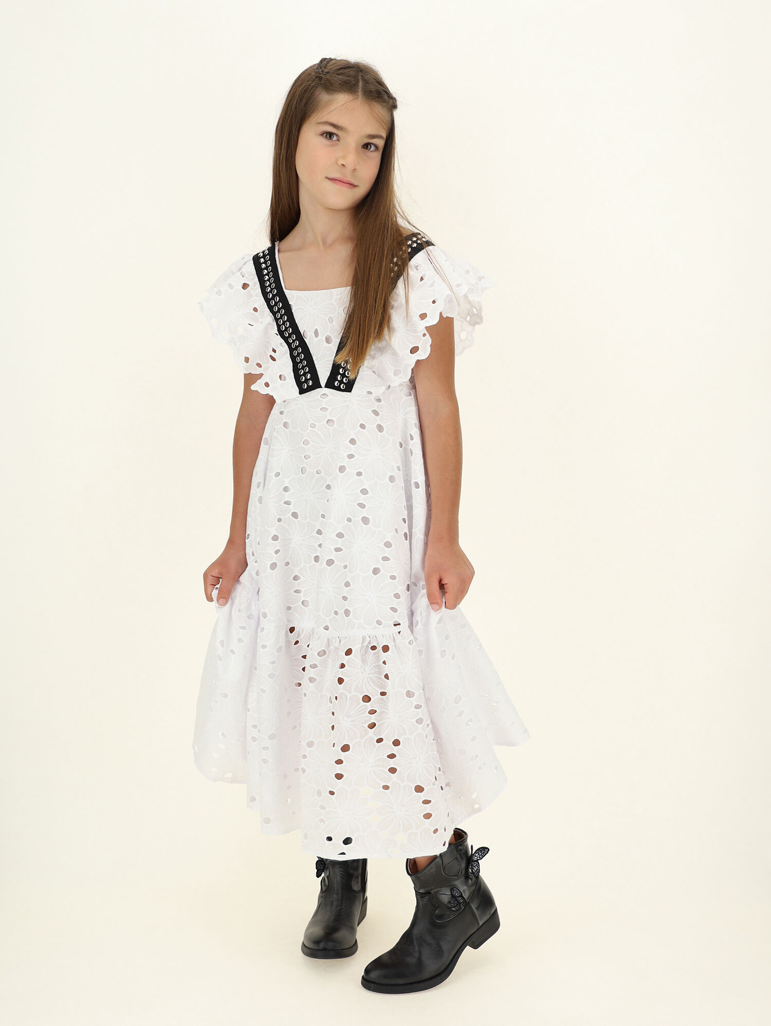Midi dress in daisy guipure hotsell