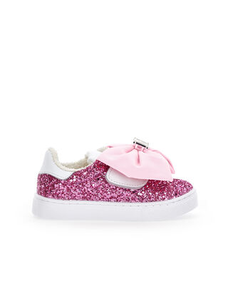 Sneakers glitterate con fiocco