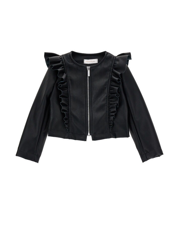 Monnalisa buttoned-up faux-leather jacket - White