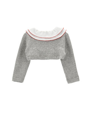 Cotton angora wraparound cardigan with collar