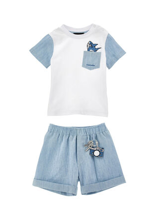 Chambray T-shirt and shorts set